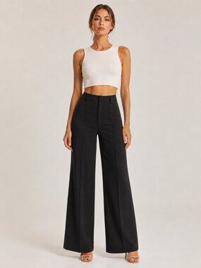 Straight Leg Pintuck Trouser Pants - Cien